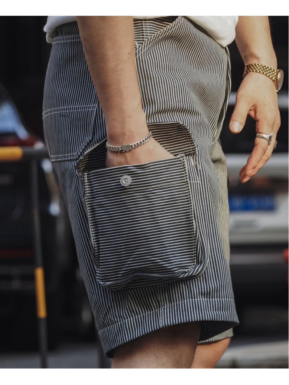 Hickory Stripe Cotton Cargo Shorts Bronson W32 🇺🇸ship
